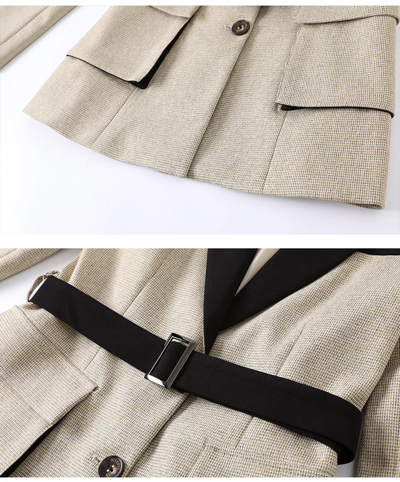 Женский деловой костюм в стиле пэчворк куртка и брюки Женская Офисная Униформа