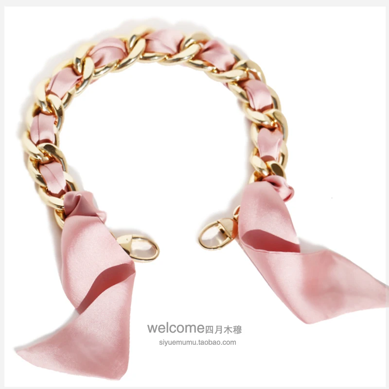 

2. 7cm Trimming Pink Solid Color Ribbon Aluminum Zipper Light Gold Metallic Cover Tape Handle Bag Chain Accessories Belt Bag