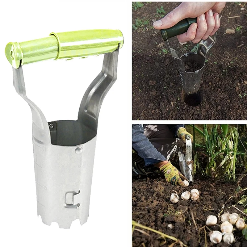 

Automatic Transplanter Garden Hand Bulb Planter Tool With Depth Mark Soil Release Planting Tool For Digging Hole Seed