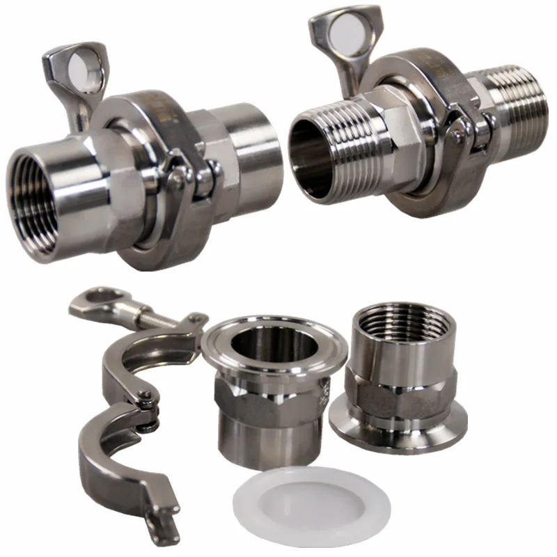 Переходник с тройным зажимом от 1/2 до 2 дюймов, резьбовой наконечник из нержавеющей стали SS304 с силиконовой прокладкой, фитинг для труб