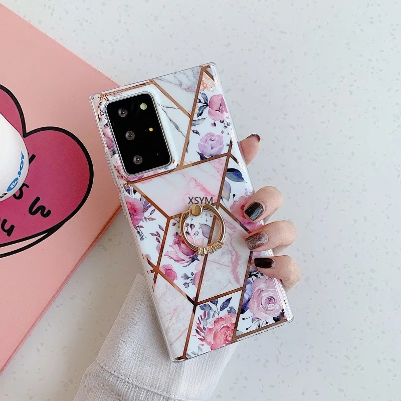 

Plated Marble Mosaic Flower Mobile Phone Case Is Suitable for Samsung Note 20 / S21 S8plus Soft Cover Mobile Phone Case