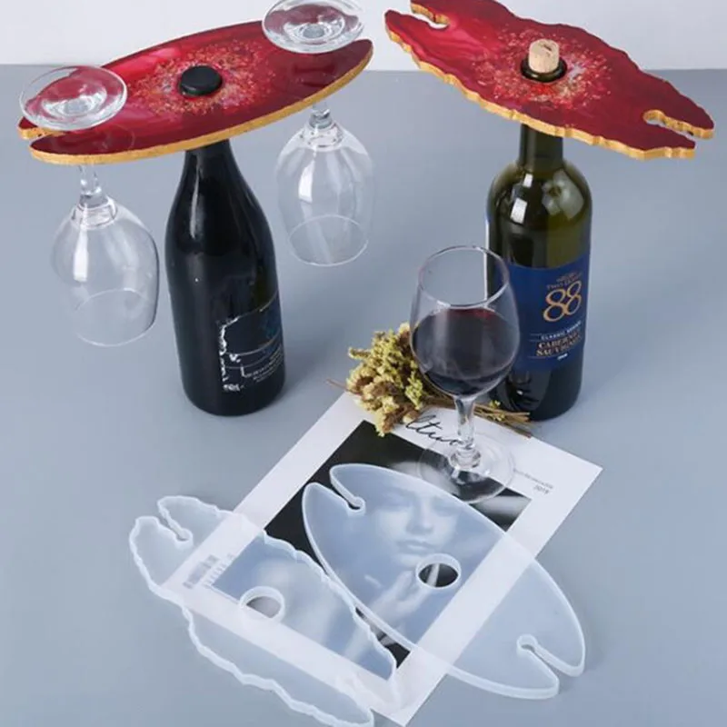 

DIY Wine Rack Silicone Resin Mold Serving Tray Wine Glass Bottle Holder Whiskey Beer Cup Storage Shelf Barware Home Decor Mould