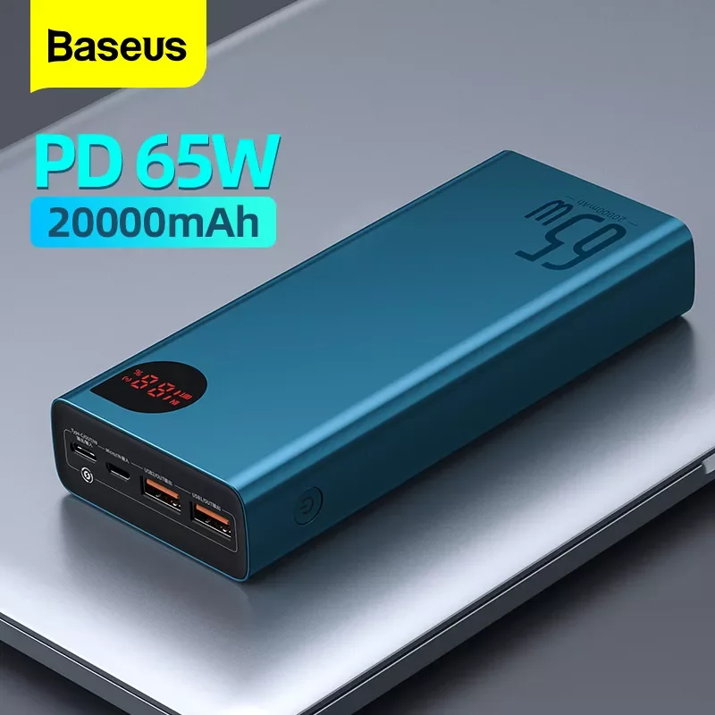 

Baseus 65W Power Bank 20000mAh Portable Charging Powerbank Mobile Phone External Battery PD QC 3.0 Charger 22.5W Poverbank 20000