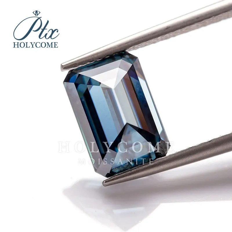 Holycome Certificated Moissanite GRA VVS1 Dark Blue Emerald Brilliant Cut Factory Price Loose Supplier Grobal |
