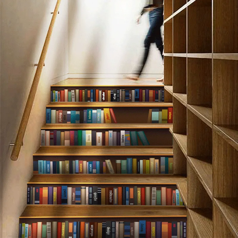 

Piano Bookshelf Decoration Steps Renovation Stairs Stickers Pvc Waterproof 3D Three-dimensional Stairs Stickers