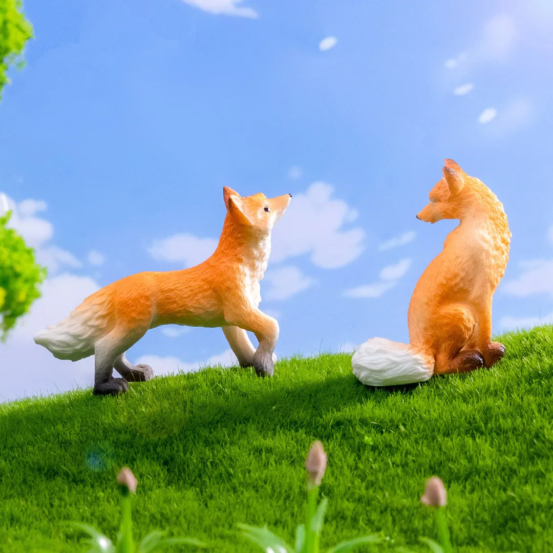 

Статуэтки, миниатюры, имитация лисы, животных, микропейзажные украшения для дома, декор комнаты, каваи, настольные аксессуары