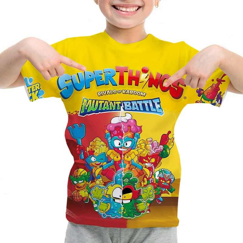 Футболка с надписью SuperZings MUTANT BATTLE, футболка с круглым вырезом для девочек и мальчиков с короткими рукавами, футболка с мультипликационным супергероем, летние топы, детская одежда