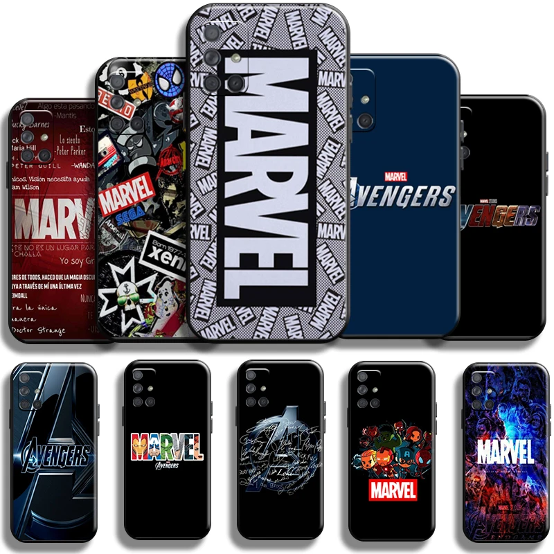 

Marvel Fashion Logo For Samsung Galaxy A71 A71 5G Phone Case Black Liquid Silicon Funda Shell Shockproof Soft Cover Carcasa