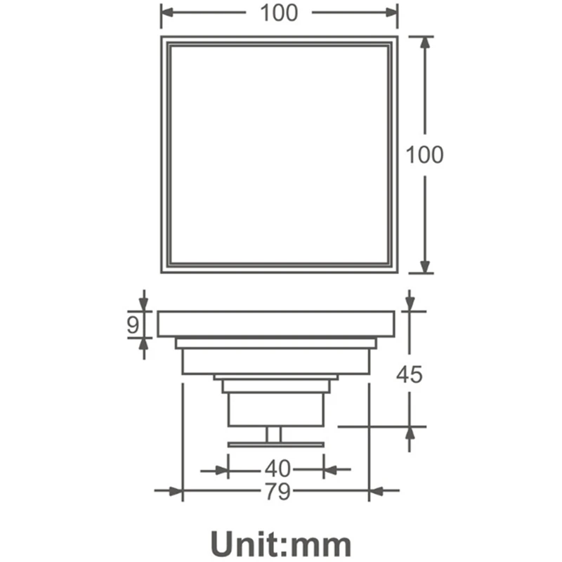 Душевой сток в полу Square напольный сливной фильтр 10x10 см черные полностью медные