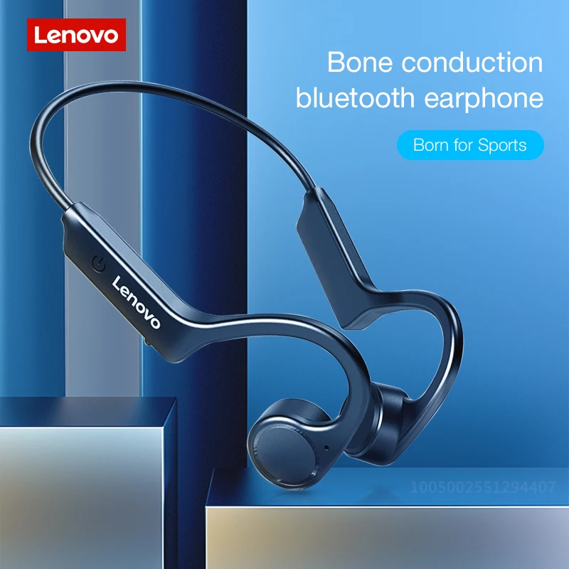 

Оригинальные беспроводные наушники Lenovo X4 с костной проводимостью, Bluetooth, Hi-Fi стереонаушники для бега и спорта, гарнитура с ушным крючком и ми...