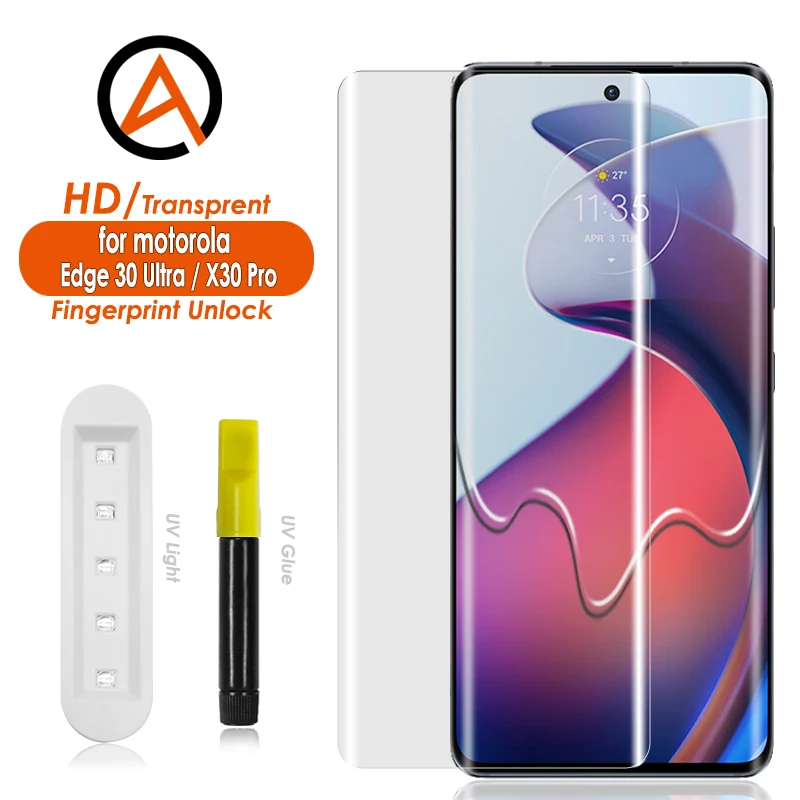 

For Motorola Edge 30 Ultra Screen Protector edge to edge full coverage UV tempered glass film for X30 Pro 5G screen guard shield