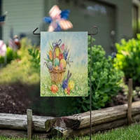 basket easter eggs tulips grass burlap garden flag double sidedhouse yard flagsholiday seasonal outdoor decorative flag banner