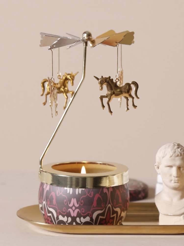 

Iron art essential oil fragrant candle cup 7.5CM rotating lantern smokeless candle with hand gift