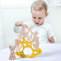 mouse and cheese toy balance board kids montessori children wooden educational stacking high building block wood toy boys