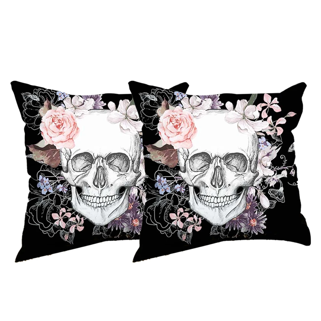 

2 шт., Квадратные наволочки для подушки, в виде черепа