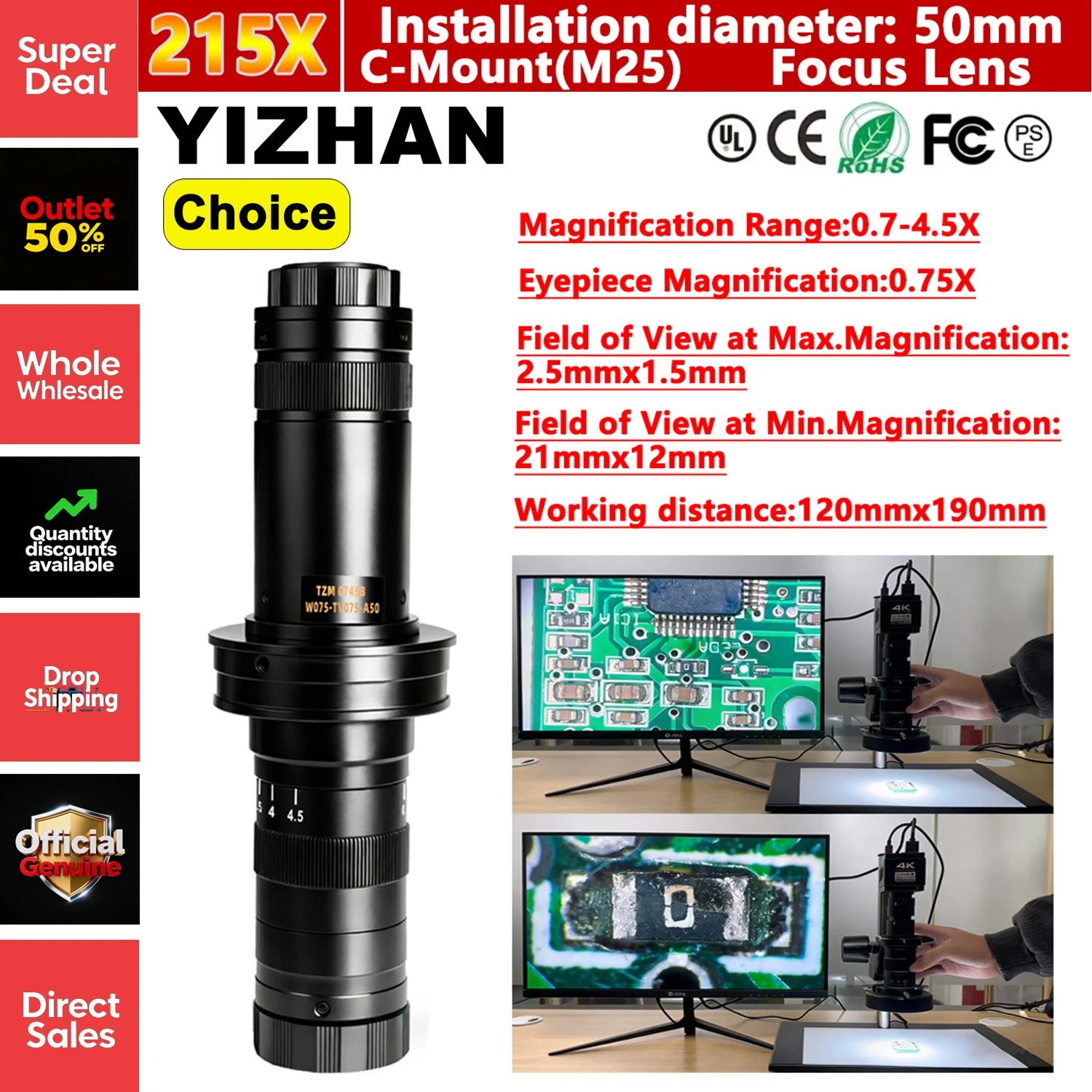 

Объектив для микроскопа KUAIQU 215X