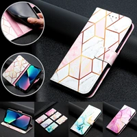 marble flip leather case for samsung galaxy s22 ultra s21 plus a52 a52s a72 a32 a23 a33 a53 a13 a33 a22 wallet card holder cover