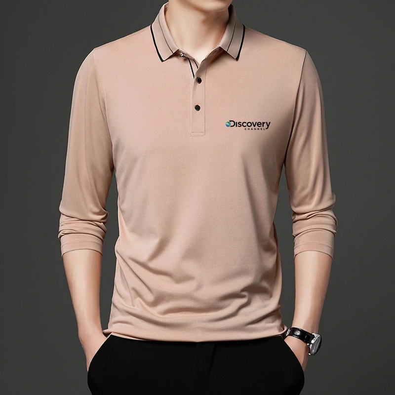 

Рубашка-поло мужская с длинным рукавом, 100% хлопок, 2023