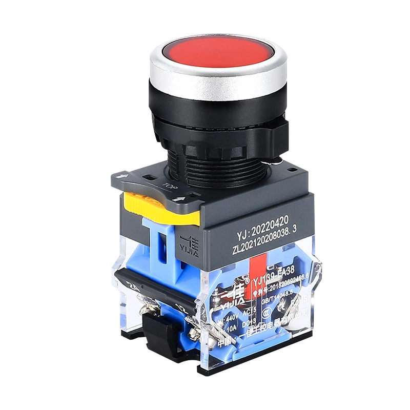 YIJIA LA38A-11BN 22 мм 1НО 1НЗ самоблокирующийся кнопочный переключатель