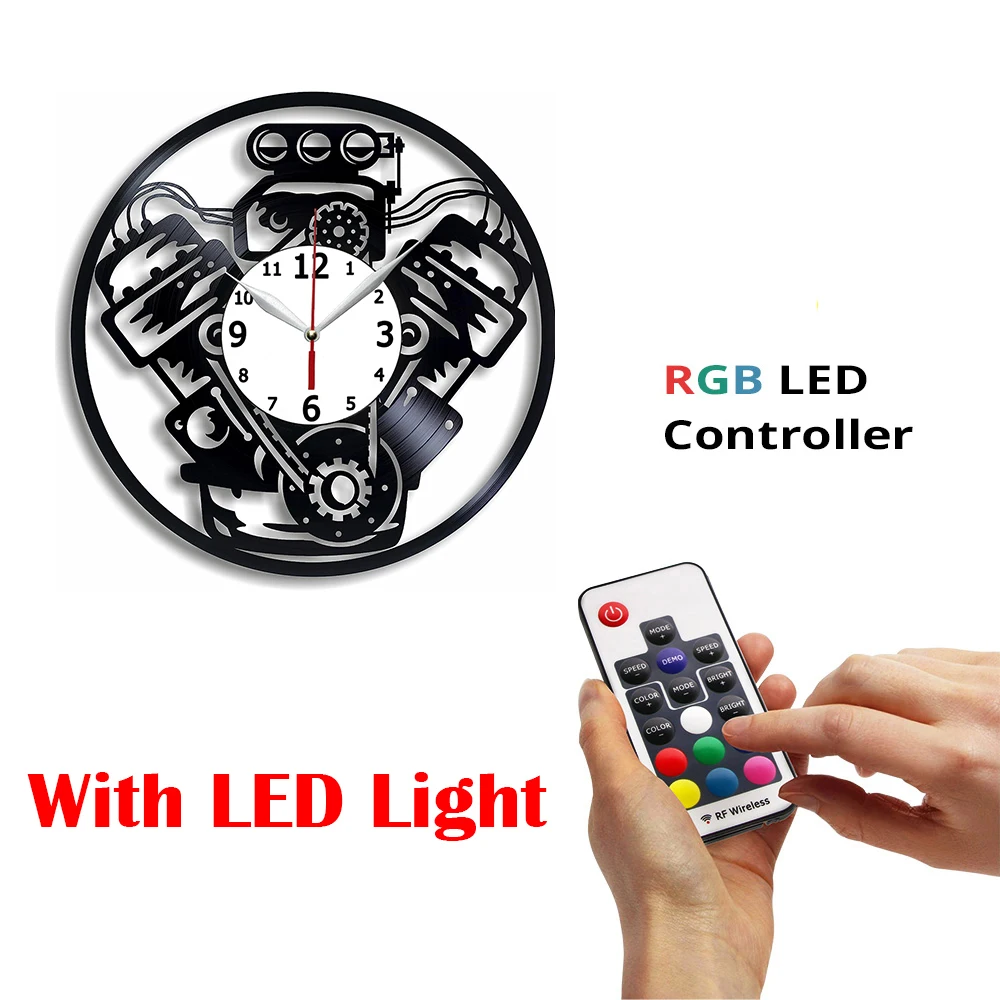 

Автомобильный двигатель идея для мужа-домашний декор-Автомобильное настенное искусство-Виниловая запись настенные часы 12 дюймов-искусство