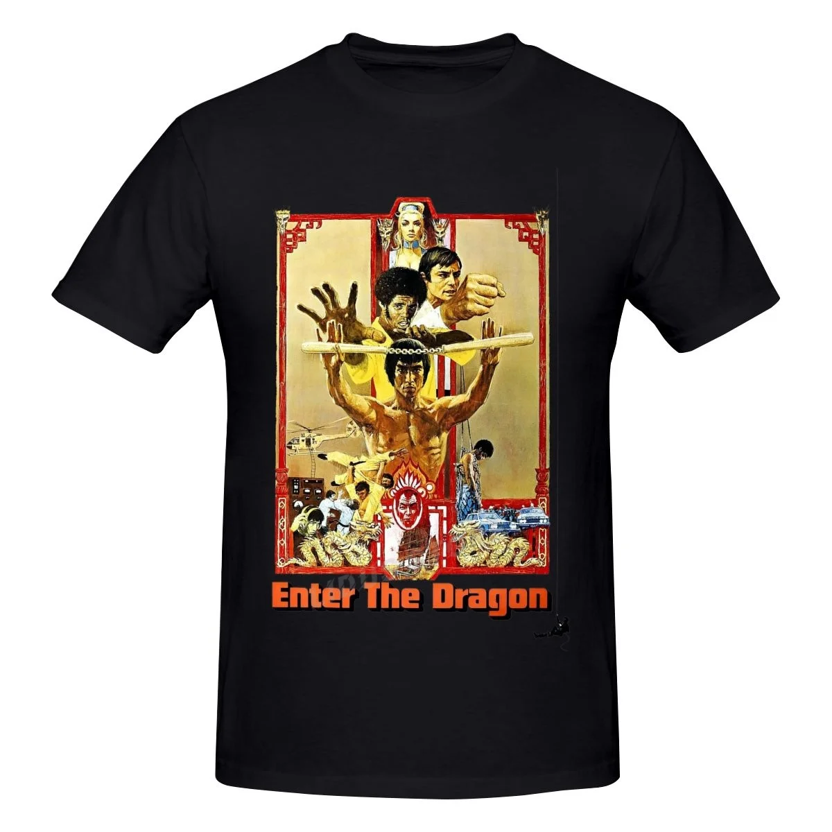 Винтажная футболка с изображением дракона Брюса Ли 100% хлопок |