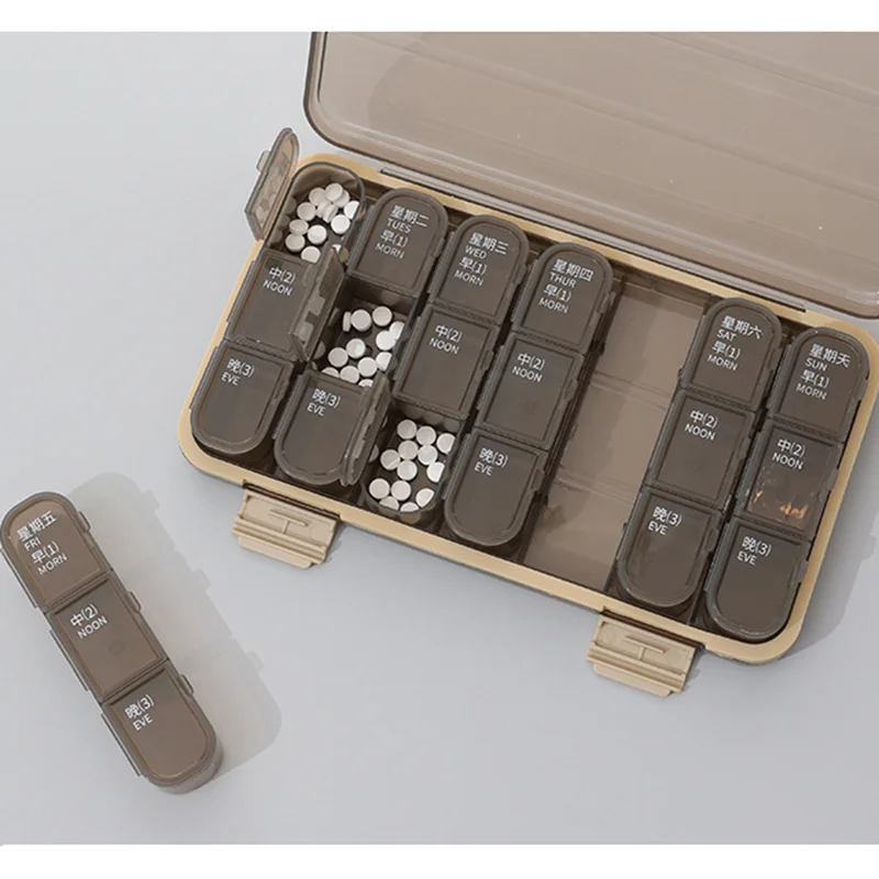 

7 Days Portable Pill Large Capacity Weekly Case Plastic Square Tablets Organizer Small Mini Travel Medicine Storage Pill's Box