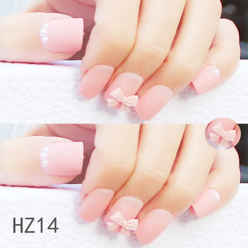 

네일파츠 24PCS Bow Nail Patch Sweet Style Removable Long Paragraph Manicure Save Time False Nails Patch With Glue