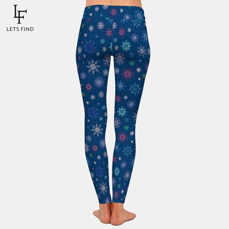 LETSFIND New Arrival Winter Women Snowflakes Printings Leggings High Waist Soft Comfortable Fitness Elastic Leggings