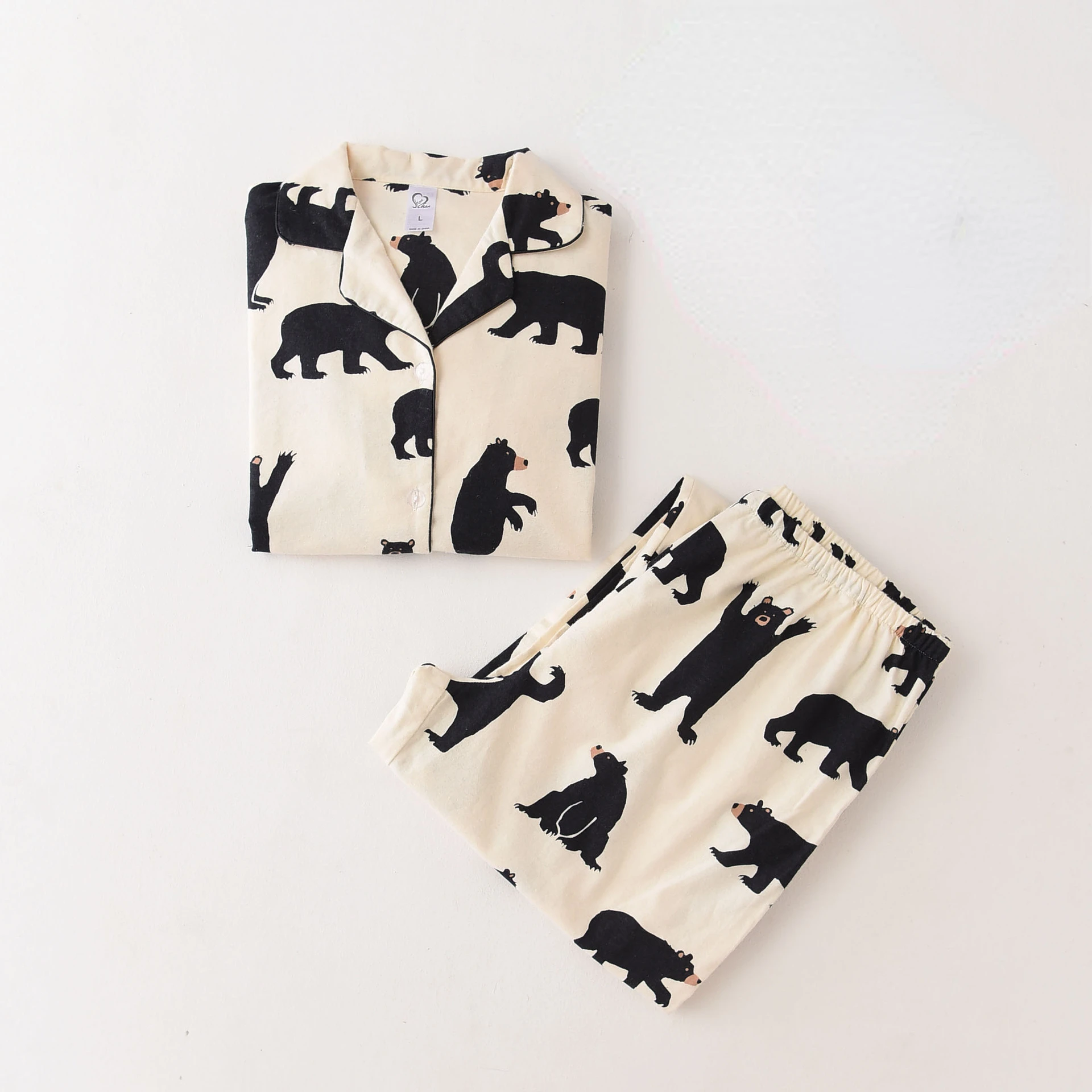 Cute white bear 100% brushed cotton men pajama sets Autumn Casual fashion animal sleepwear men homewear sexy pijamas mujer
