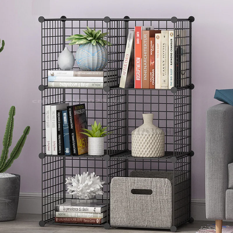 Multifunctional Wire Rack Storage Shelf Wire Metal Grid Origami Rack Multifunction Organizer Unit Modular Cubbies Bookcase Black