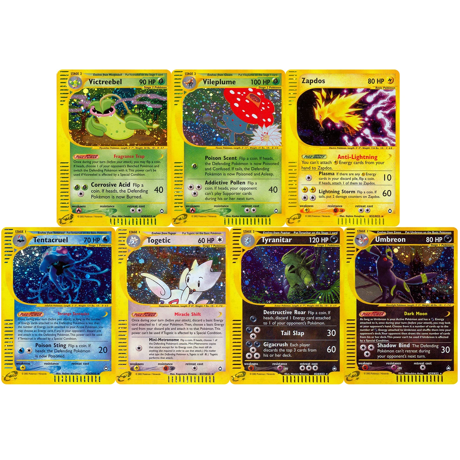 Коллекционные карточки PKM Aquapolis (E2) Proxy Foil: Лугия, Тиранитар, Умбрейон, Нидокинг, Эсепон, Арканин, Суикун, Нинетейлс, Амфарос, Кингдра (TCG) (art.: 3920d7c441ef2) - 3920d7c441ef2