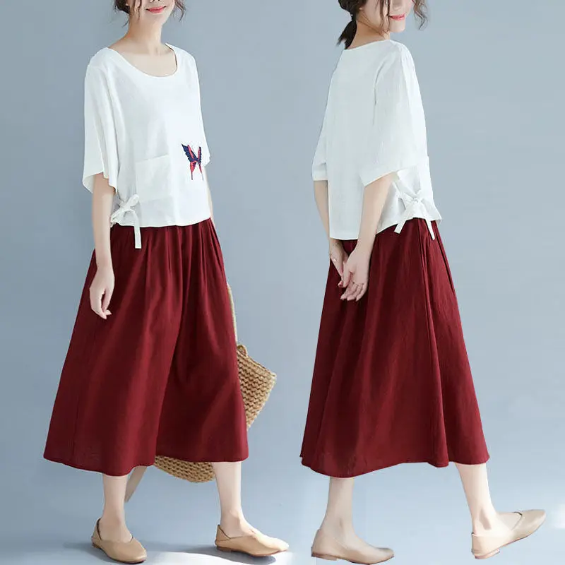 Юбка женская универсальная средней длины Модная хлопковая однотонная простая