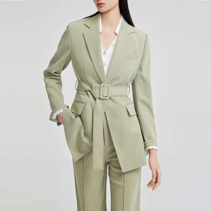 2023 Fall/Winter Women's New Commuter Professional Business Straps Cinched Waist Small Suit Two-piece Set