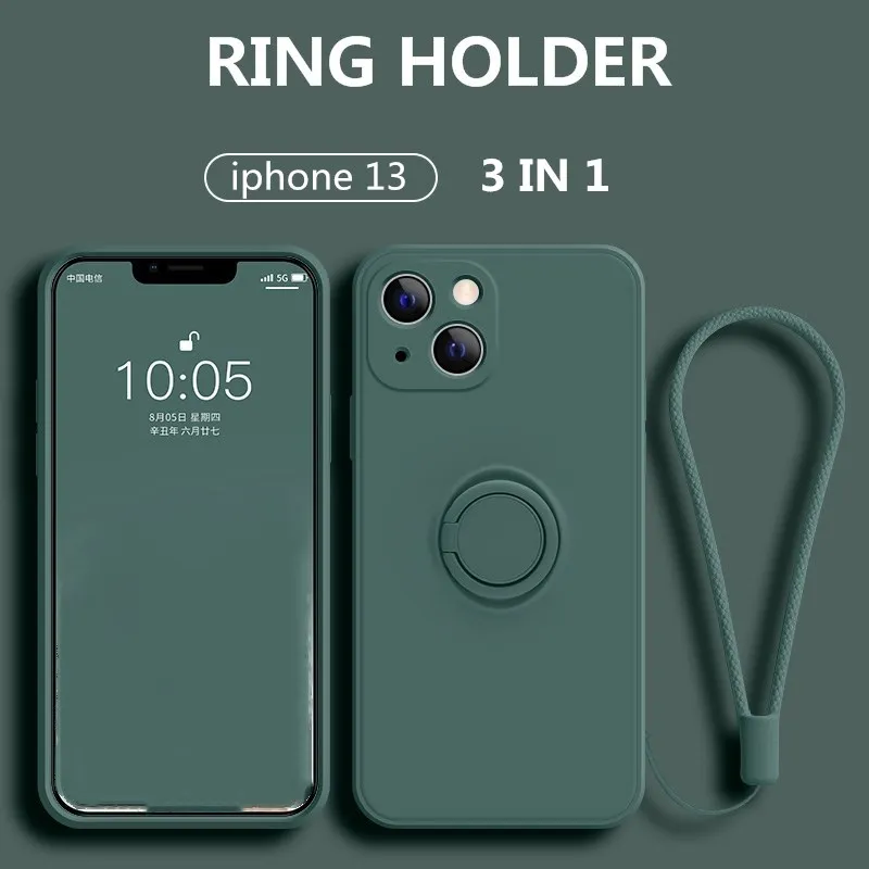 Original Liquid Silicone Phone Case For Huawei P30 P20 P40 Pro Lite Mate 20 30 40 Pro Stand Ring Holder Soft Hands Strap Cover