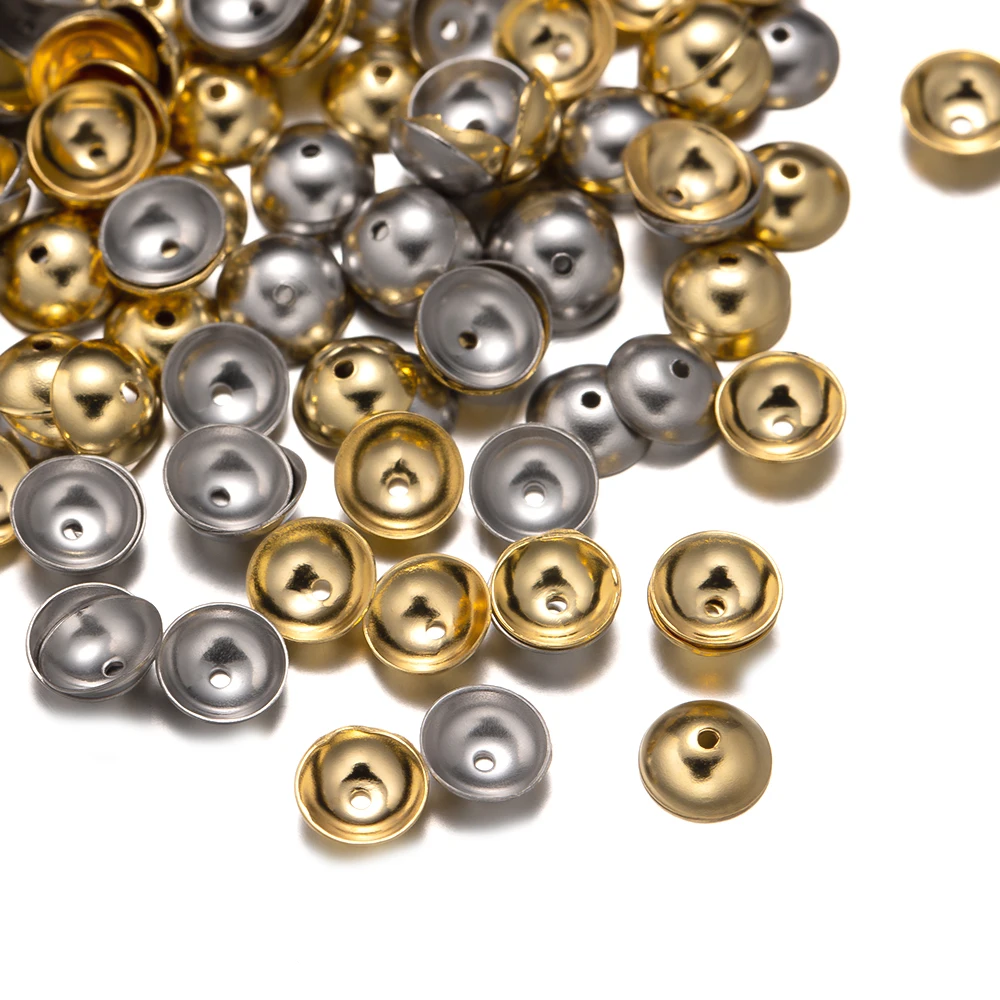 

50pcs 3-10mm Gold Color Stainless Steel Round Spacer Bead Caps For Jewelry Making DIY Components Accessories Supplies Crafts