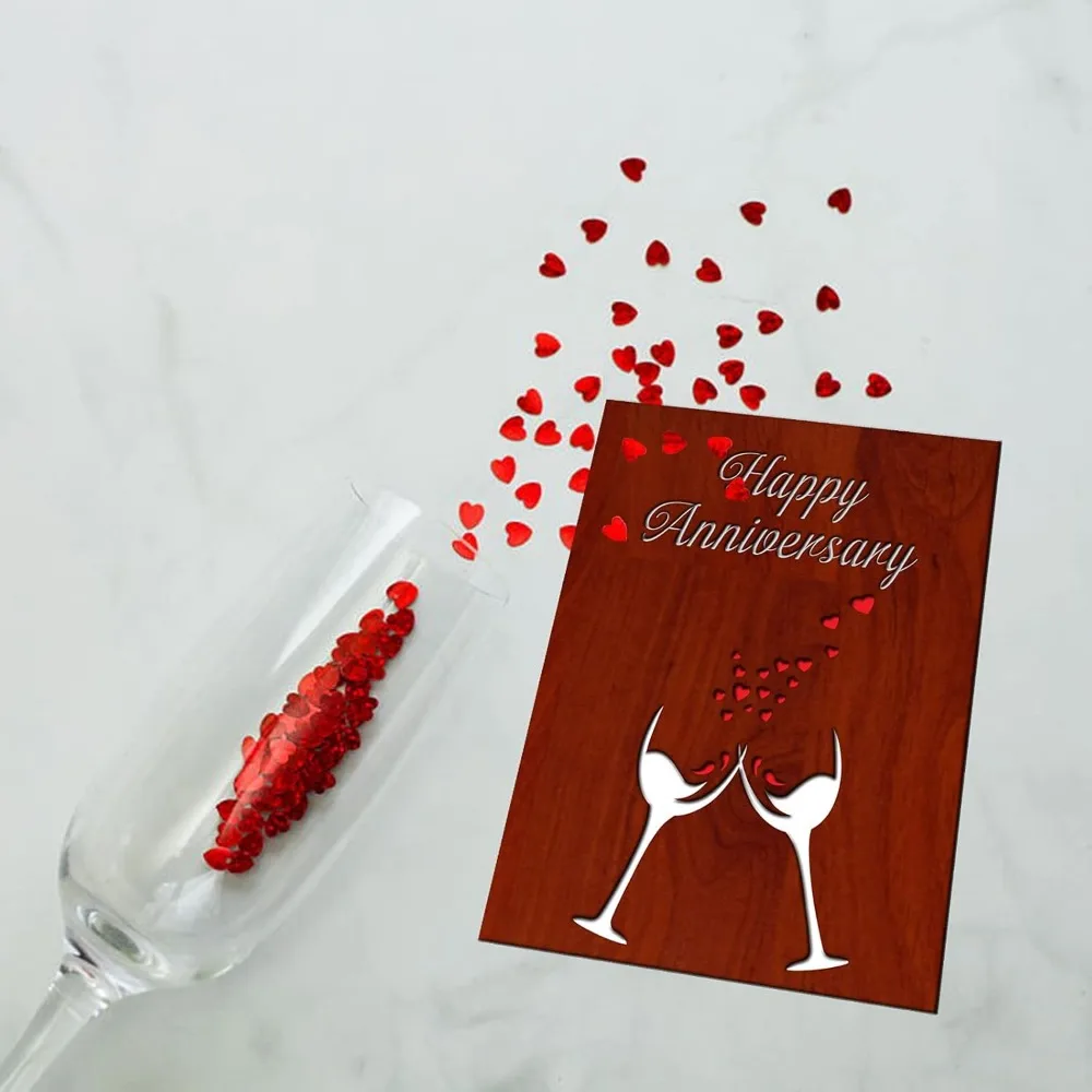 Открытки с юбилеем для ее него деревянная полая поздравительная открытка из МДФ