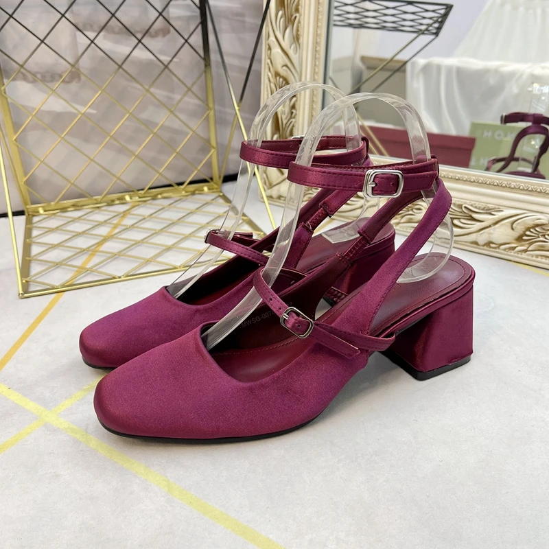 Женские босоножки в французском стиле с квадратным носком туфли-лодочки Мэри