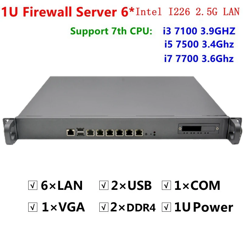 Фото Hi-spider 1U сетевой брандмауэр роутер с 6 * i226 2,5G Lan портами Intel Core i5 7500 3,4 ГГц i7 7700 3,6 ГГц DDR4 RAM SSD M.2 №1