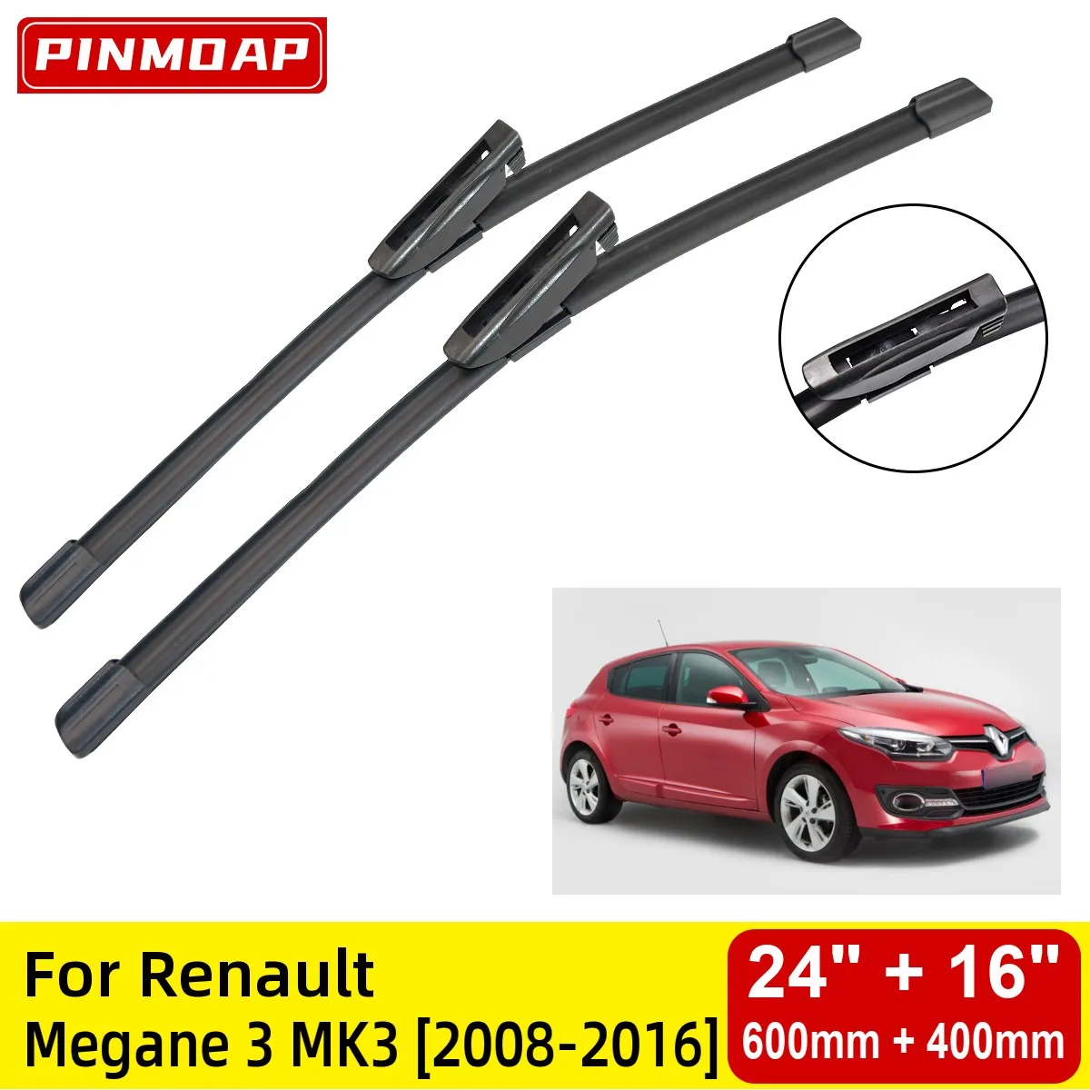 

Передние щетки стеклоочистителя для Renault Megane 3 MK3 2008-2016, лобовое стекло 24 дюйма + 16 дюймов 2010 2011 2012 2013 2014 2015 2016
