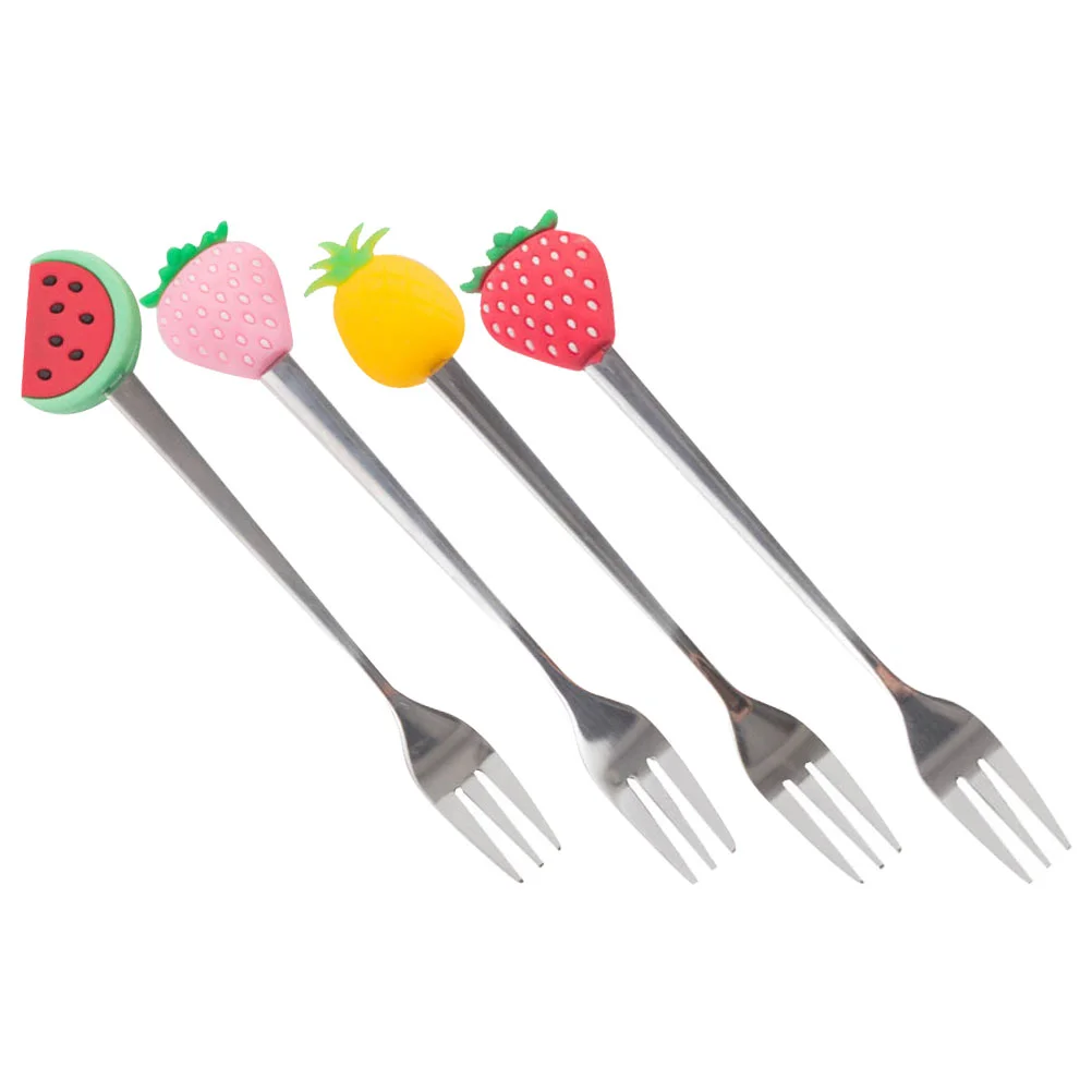

4 шт., вилки для фруктов в форме клубники