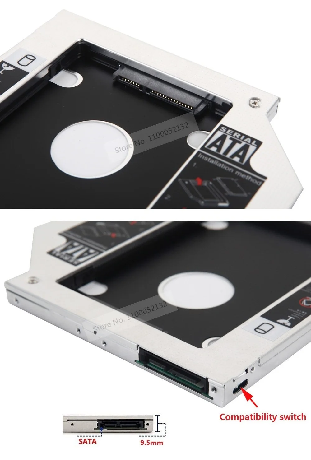 С лицевой панелью переходник для второго SSD HDD жесткого диска оптический отсек