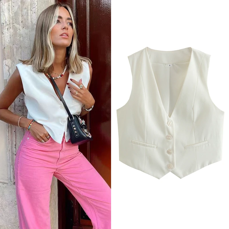 HXAO Женский цельный жилет белого или черного цвета с короткими рукавами в