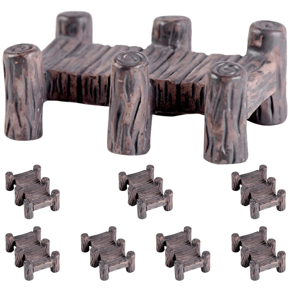 

8 Pcs Miniature Bridge House Bonsai Model Micro Landscape Resin Garden Scene Accessory Adornments House