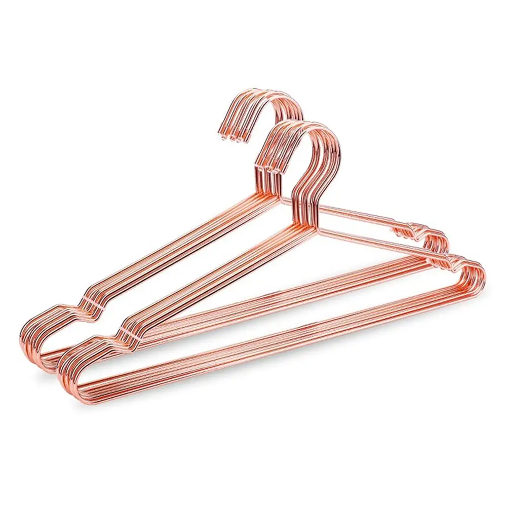 

10Pcs Rose Gold Metal Clothes Hangers with Groove Nonslip Coats Hanger for Home Clothes Tool