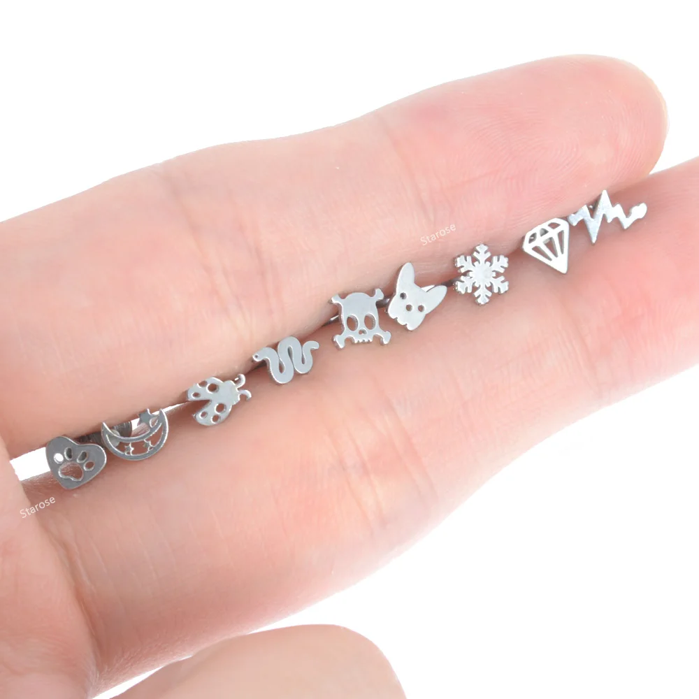 Серьги-гвоздики с плоскими Штангами пирсинг в виде скорпиона носа губ бижутерия