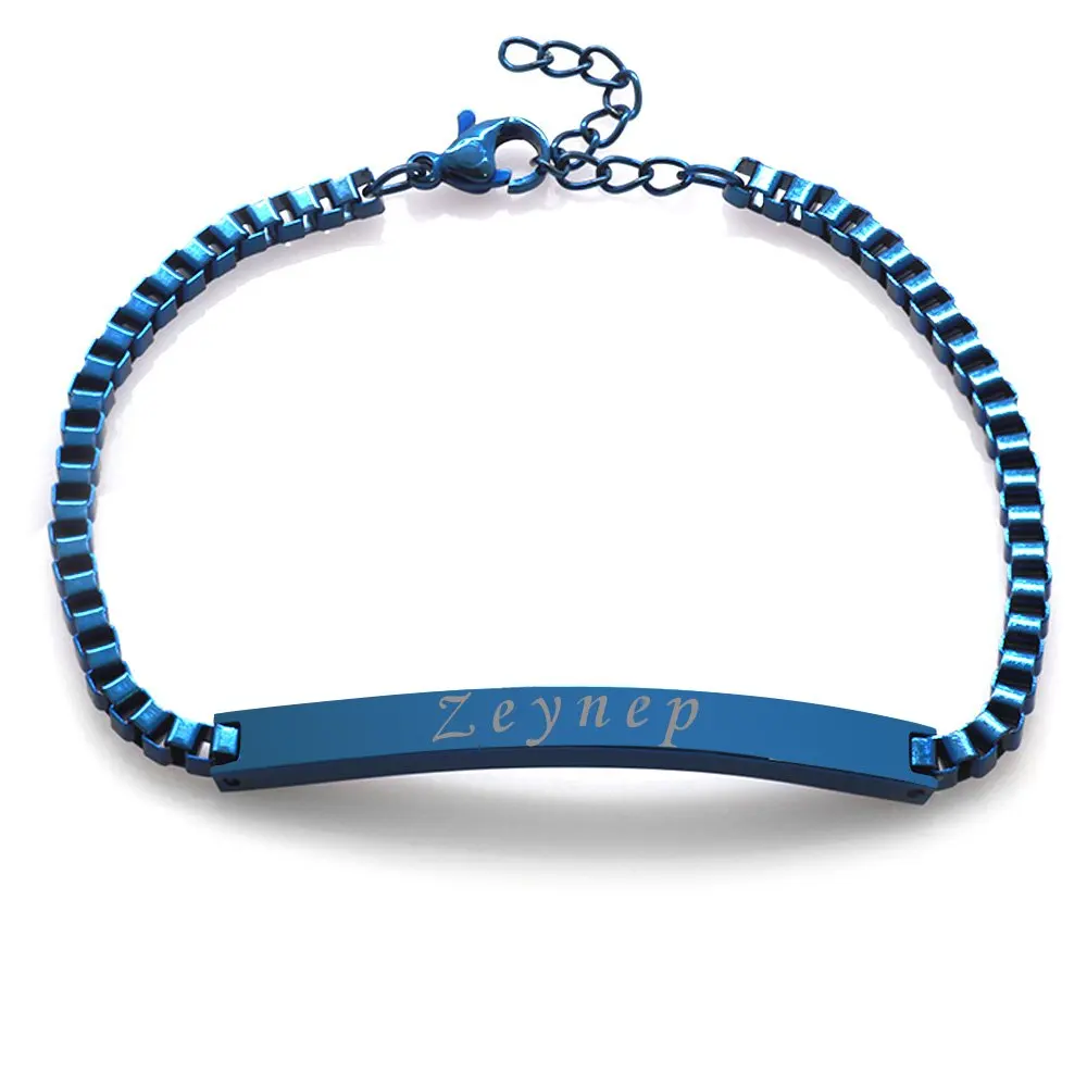 

Nipora Steel Chain Navy Blue Color Personalized Women's Bracelet