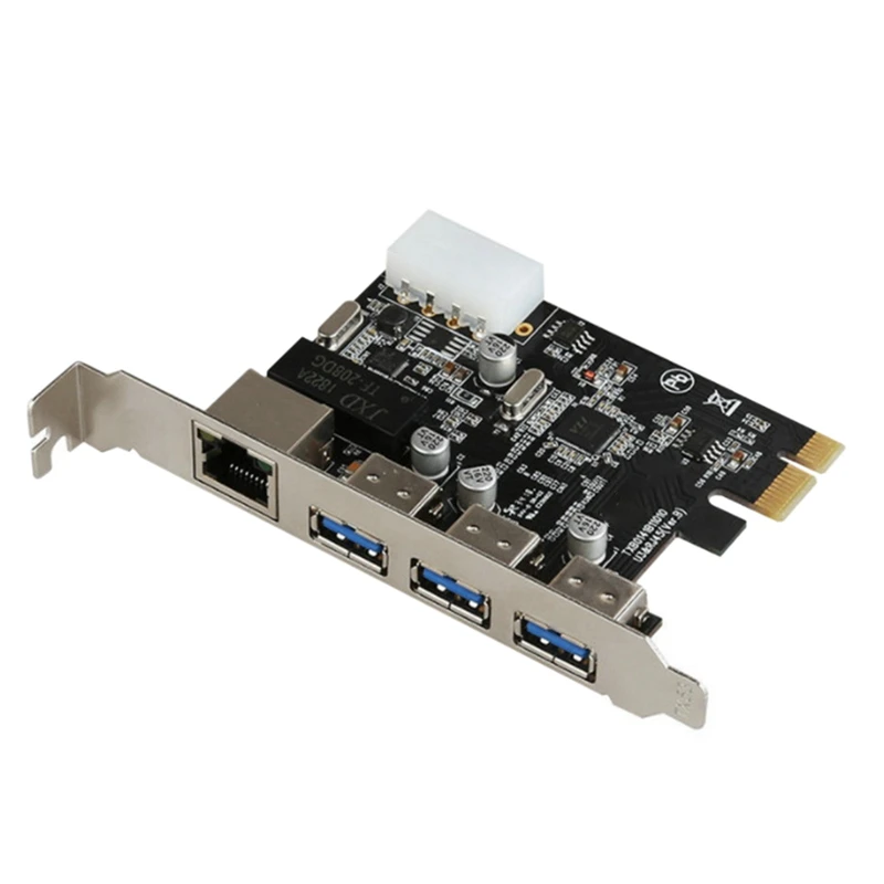 

HOT-3 Ports USB 3.0 PCIe Expansion Card,with Gigabit Ethernet Controller PCI Express Adapter for Desktop PC Windows 10/8/7