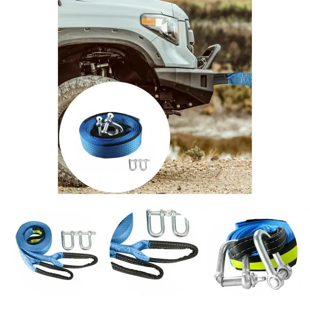 

5M Compact Tow Belt Impact Resistant Lightweight Pull Rope Emergency Recovery Tow Rope with Hooks