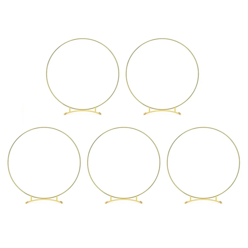 

5Pcs Metal Curved Base Floral Hoop Centerpiece Kit For Table, Metal Gold Wreath Rings With Stands Kit For Table Decorations