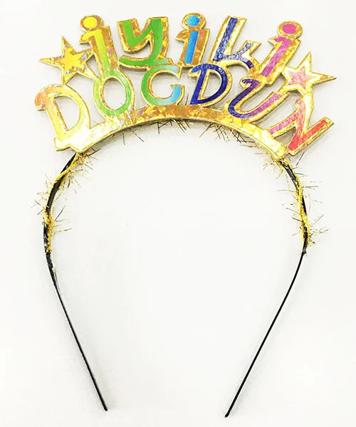 

Яркие украшения, корона для дня рождения с принтом в виде единорога золотого цвета